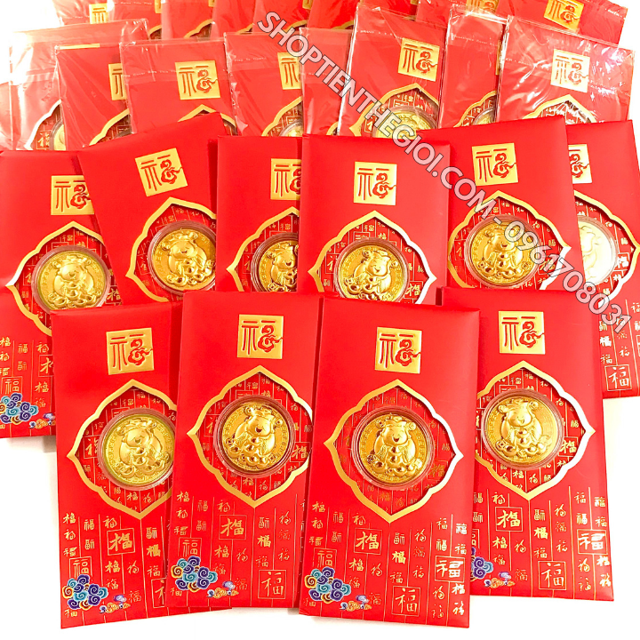 Bao Lì Xì Đồng Xu Thần Tài Cute Mạ Vàng - SP005982